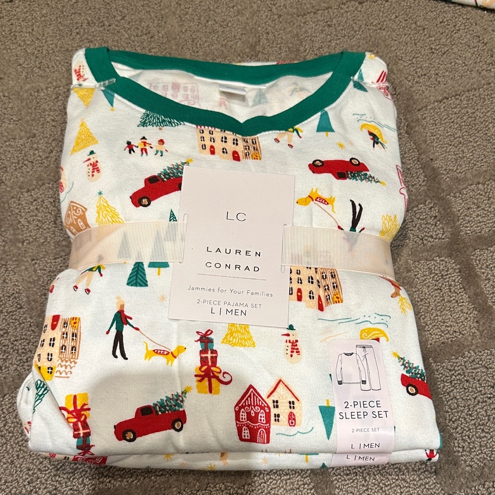 LC Lauren Conrad Men’s Pajama Set - Festive Red and Green